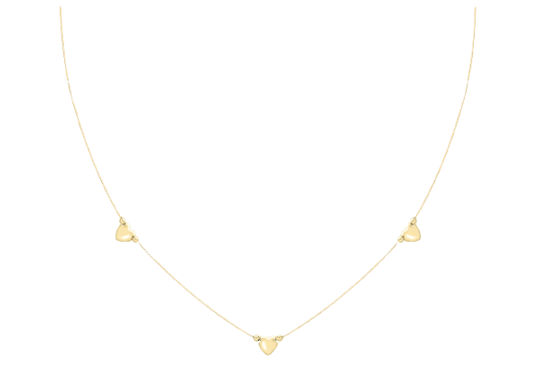 9ct Yellow Gold 3 Heart Charm Box Chain Necklace 42cm/16.5&#39; - 1.16.0073