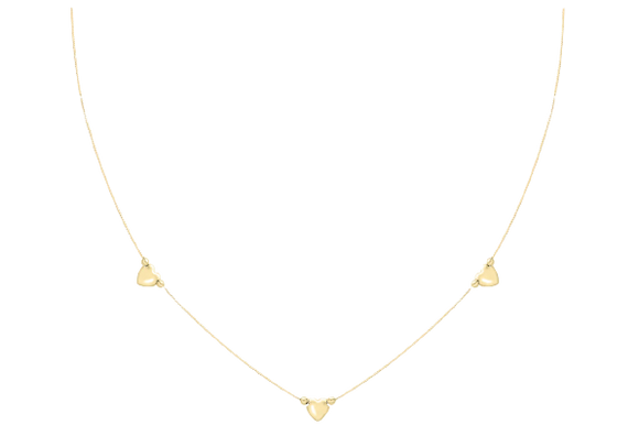 9ct Yellow Gold 3 Heart Charm Box Chain Necklace 42cm/16.5' - 1.16.0073