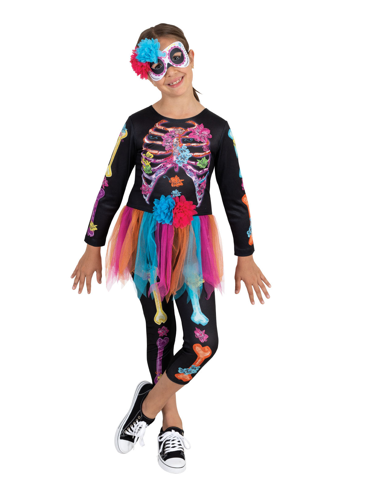 SKELETON GIRL NEON COSTUME  SIZE 11-12 YRS