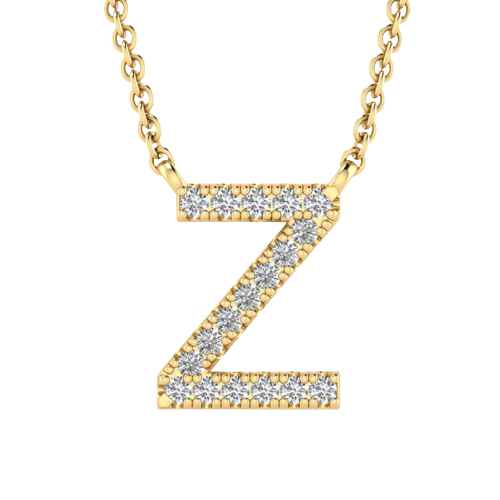 Initial &#39;Z&#39; Necklace with 0.06ct Diamonds in 9K Yellow Gold - PF-6288-Y